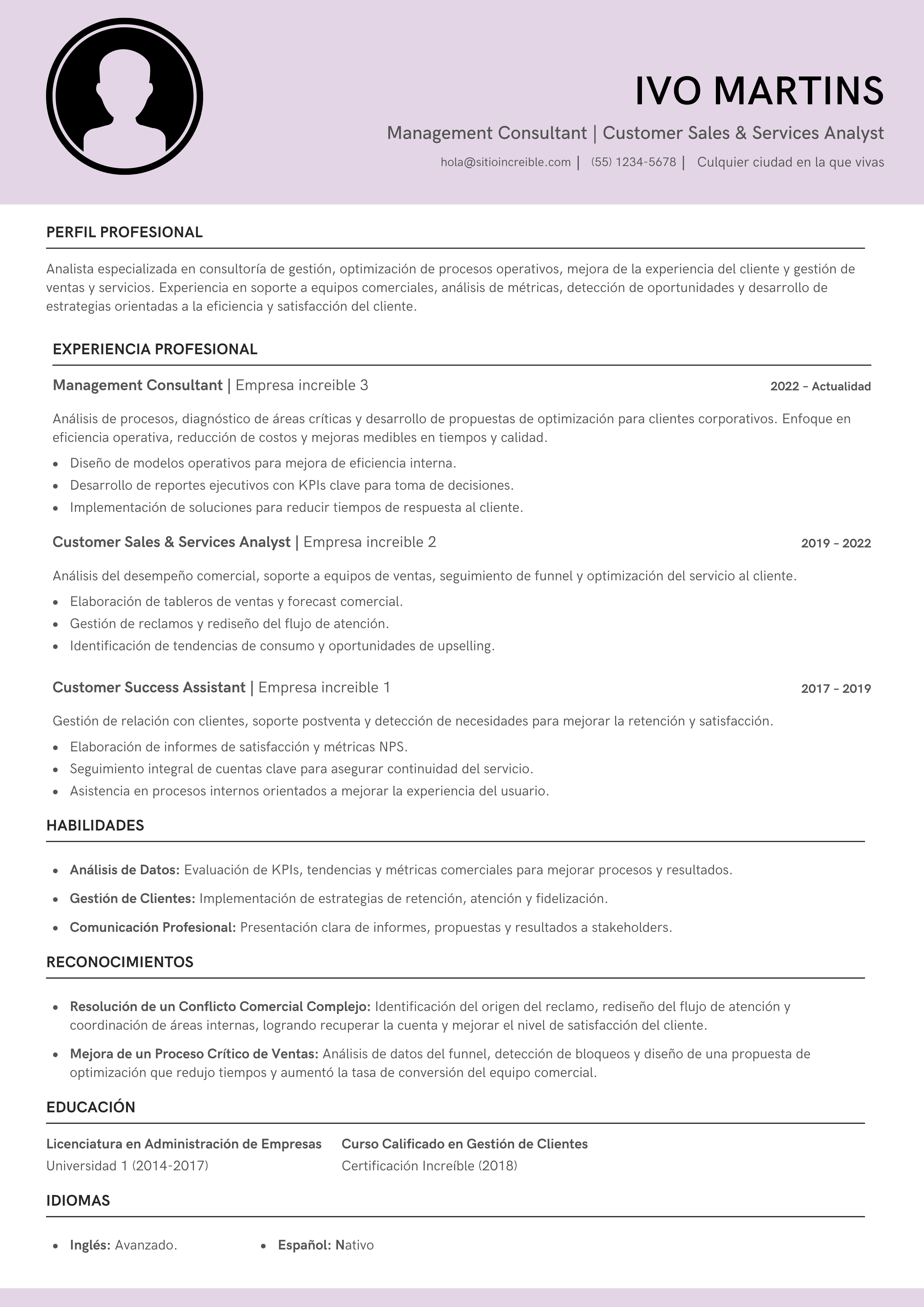 Exemplo do CV modelo 6